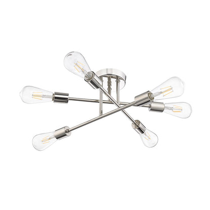 Millennium Lighting Decco 6Lt Semi Flush Mount, Polished Nickel