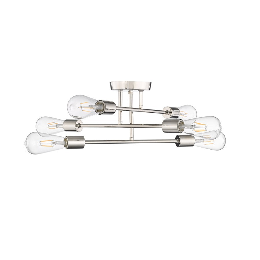 Millennium Lighting Decco 6Lt Semi Flush Mount, Polished Nickel