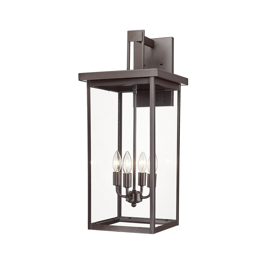 Millennium Barkeley 4Lt 27" Outdoor Wall Sconce, Bronze/Clear