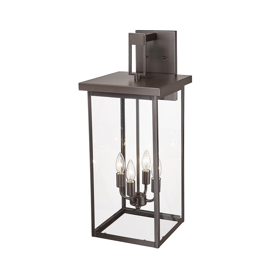 Millennium Barkeley 4Lt 27" Outdoor Wall Sconce, Bronze/Clear
