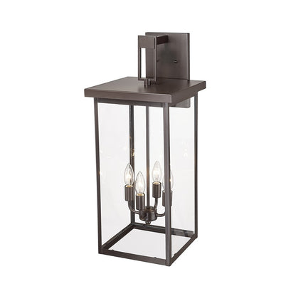 Millennium Barkeley 4Lt 27" Outdoor Wall Sconce, Bronze/Clear