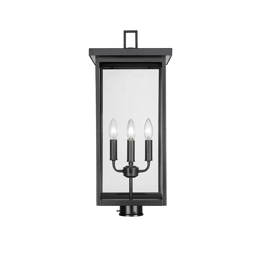 Millennium Lighting Barkeley 4Lt Outdoor Post Lantern, Black/Clear - 42604-PBK