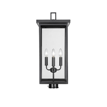 Millennium Lighting Barkeley 4Lt Outdoor Post Lantern, Black/Clear - 42604-PBK