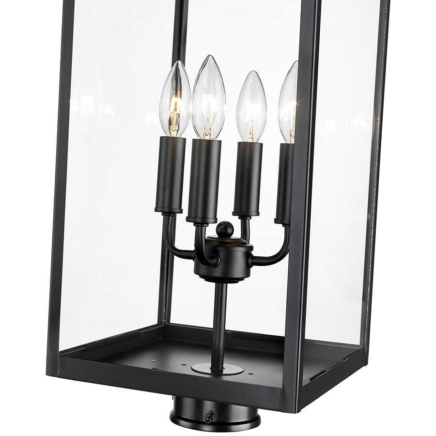 Millennium Lighting Barkeley 4Lt Outdoor Post Lantern, Black/Clear