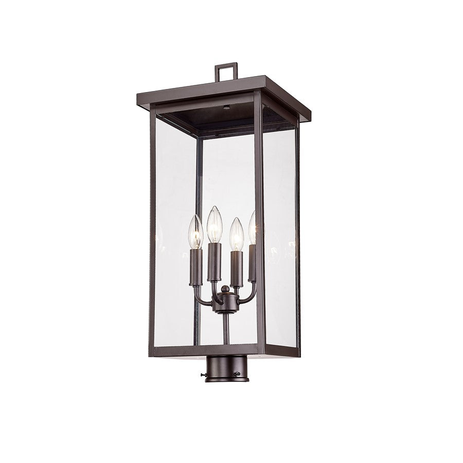Millennium Lighting Barkeley 4Lt Outdoor Post Lantern, Bronze/Clear