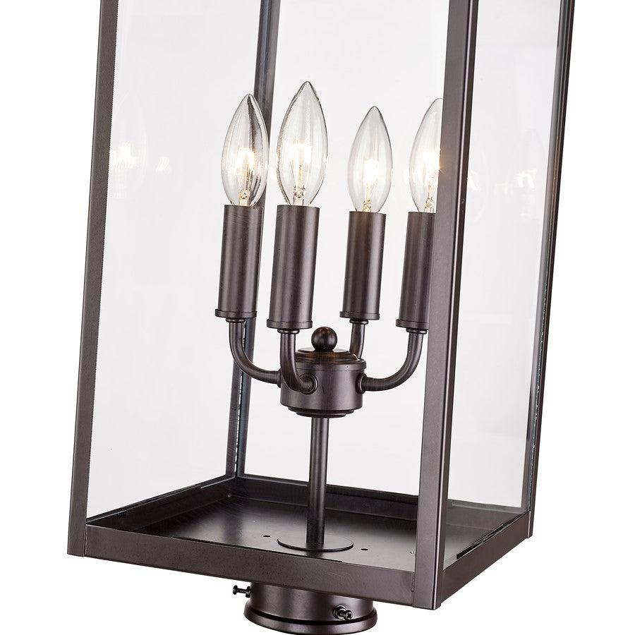 Millennium Lighting Barkeley 4Lt Outdoor Post Lantern, Bronze/Clear