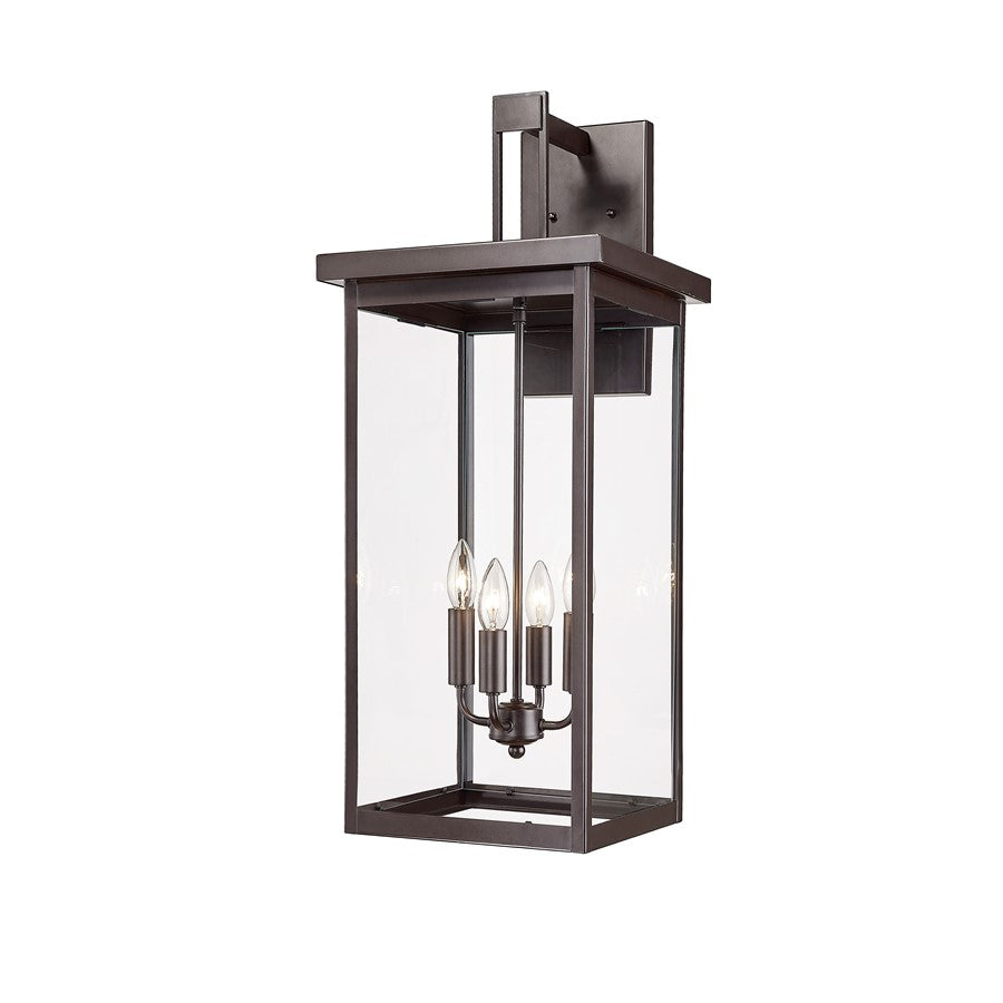 Millennium Barkeley 4Lt 30" Outdoor Wall Sconce, Bronze/Clear