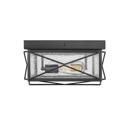Millennium Robinson 2Lt Outdoor Flush Mount, Black/Clear Seeded - 42616-PBK