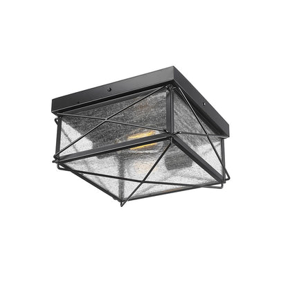 Millennium Robinson 2Lt Outdoor Flush Mount, Black/Clear Seeded