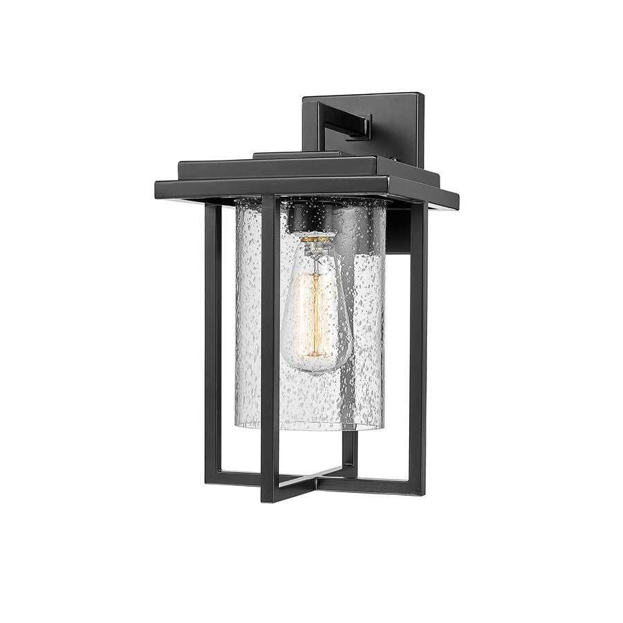 Millennium Adair 1Lt 14" Outdoor Wall Sconce, Black/Clear Seeded