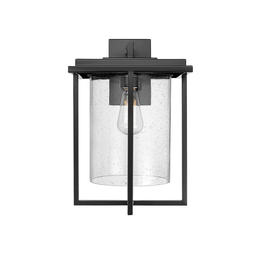 Millennium Adair 1Lt 17" Outdoor Wall Sconce, Black/Clear Seeded - 42622-PBK