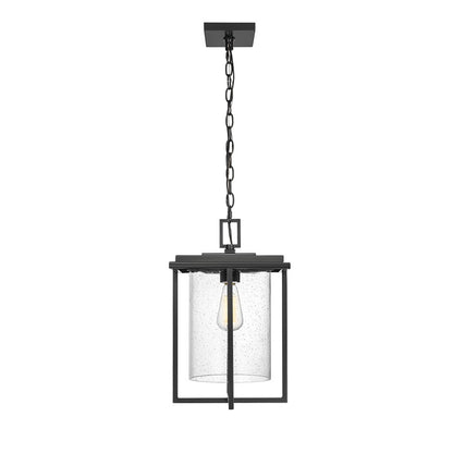 Millennium Adair 1Lt Outdoor Hanging Lantern, Black/Clear Seeded - 42625-PBK