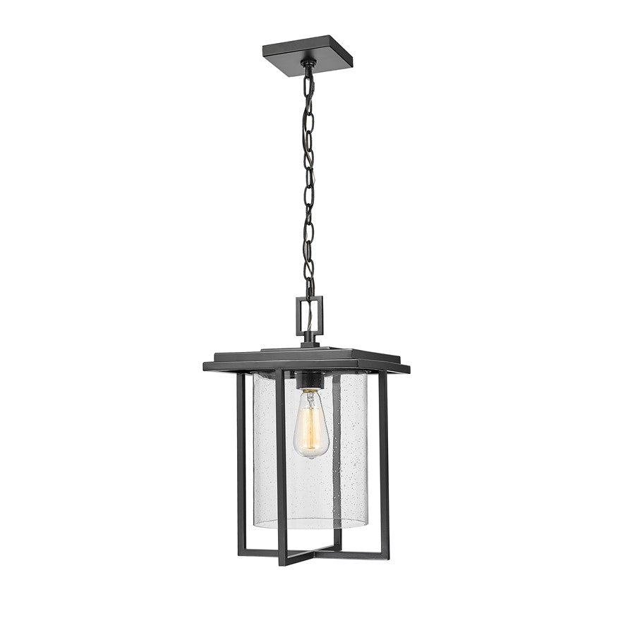 Millennium Adair 1Lt Outdoor Hanging Lantern, Black/Clear Seeded