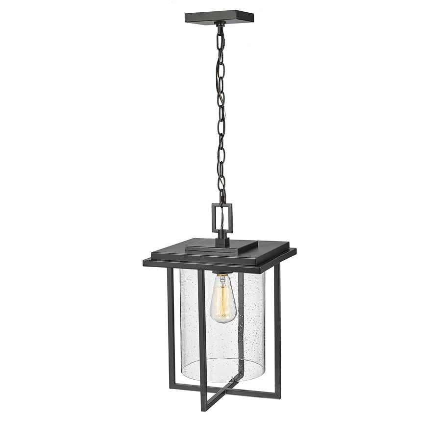 Millennium Adair 1Lt Outdoor Hanging Lantern, Black/Clear Seeded