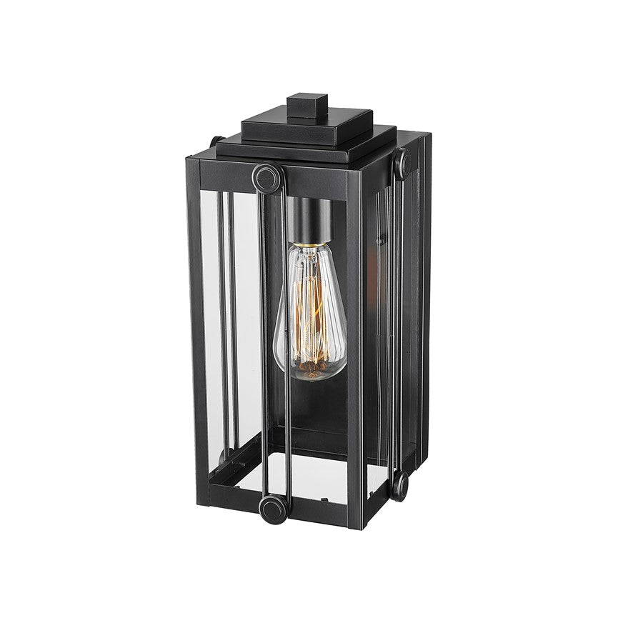 Millennium Lighting Oakland 1Lt 13" Outdoor Wall Sconce, Black/Clear