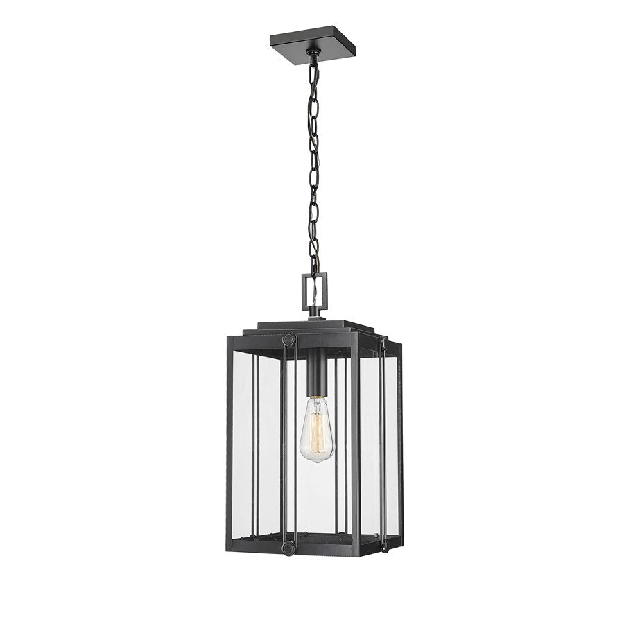 Millennium Lighting Oakland 1Lt Outdoor Pendant, Coated Black/Clear
