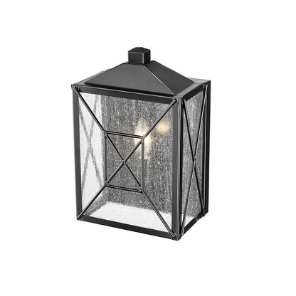 Millennium Caswell 1Lt Outdoor Wall Sconce, Black/Clear Seeded