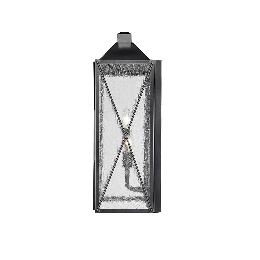 Millennium Caswell 3Lt Outdoor Wall Sconce, Black/Clear Seeded