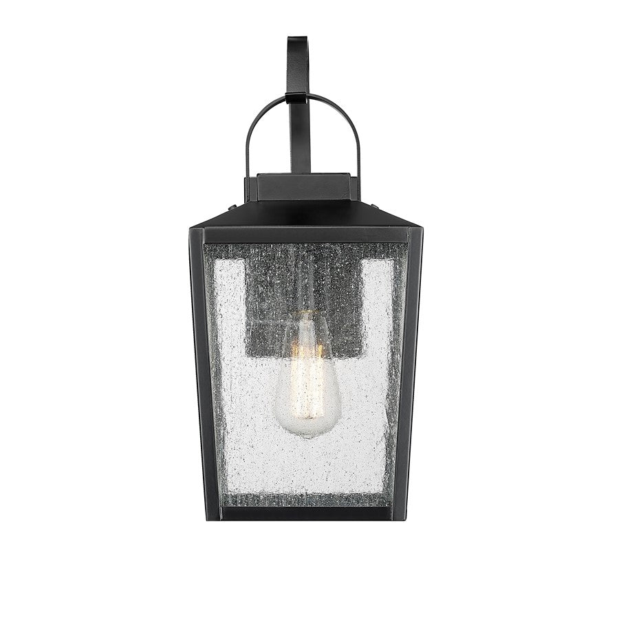 Millennium Devens 1Lt 16" Outdoor Wall Sconce, Black/Clear Seeded - 42651-PBK