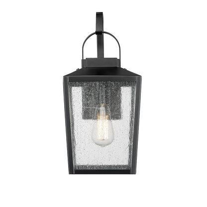 Millennium Devens 1Lt 16" Outdoor Wall Sconce, Black/Clear Seeded - 42651-PBK
