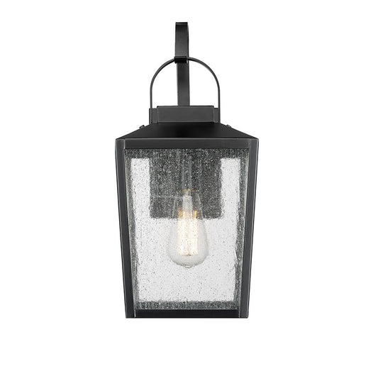 Millennium Devens 1Lt 16" Outdoor Wall Sconce, Black/Clear Seeded - 42651-PBK