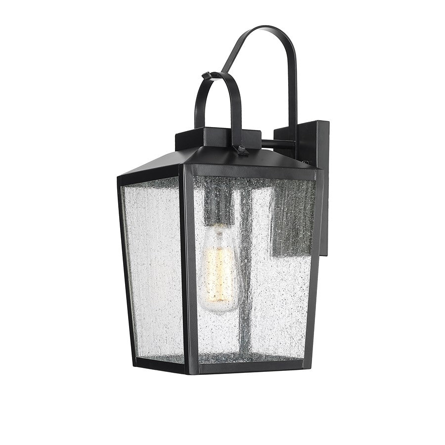 Millennium Devens 1Lt 16" Outdoor Wall Sconce, Black/Clear Seeded