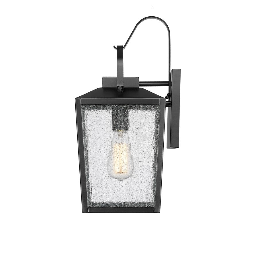 Millennium Devens 1Lt 16" Outdoor Wall Sconce, Black/Clear Seeded