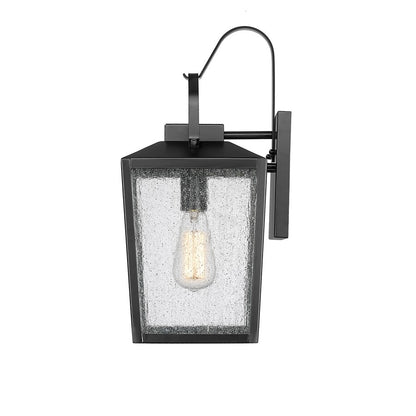 Millennium Devens 1Lt 16" Outdoor Wall Sconce, Black/Clear Seeded