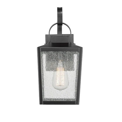 Millennium Devens 1Lt 18" Outdoor Wall Sconce, Black/Clear Seeded - 42652-PBK