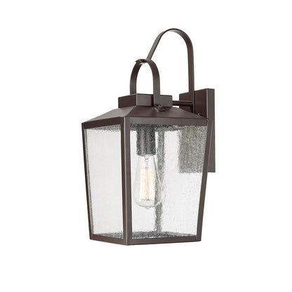 Millennium Devens 1Lt 18" Outdoor Wall Sconce, Bronze/Clear Seeded