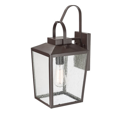 Millennium Devens 1Lt 18" Outdoor Wall Sconce, Bronze/Clear Seeded