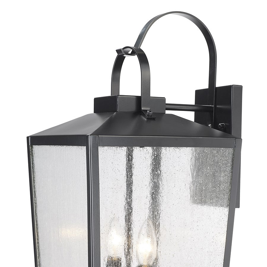 Millennium Devens 2Lt Outdoor Wall Sconce, Black/Clear Seeded