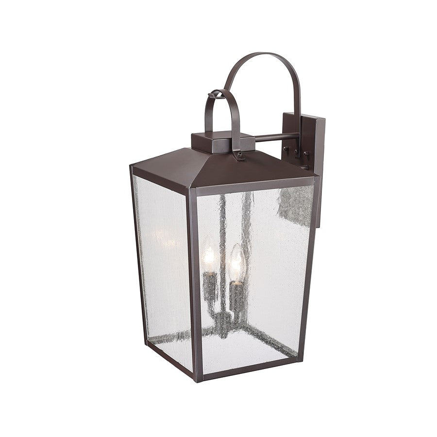 Millennium Devens 2Lt Outdoor Wall Sconce, Bronze/Clear Seeded