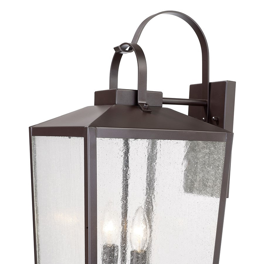 Millennium Devens 2Lt Outdoor Wall Sconce, Bronze/Clear Seeded