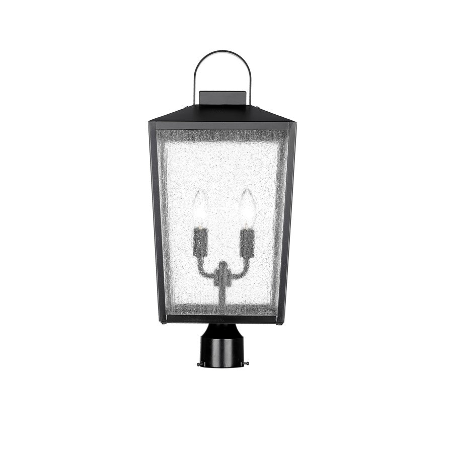 Millennium Devens 2Lt Outdoor Post Lantern, Black/Clear Seeded