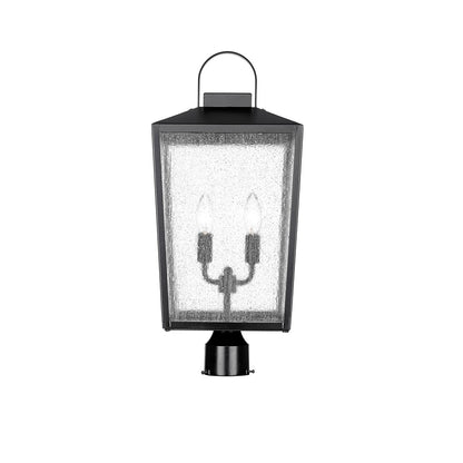Millennium Devens 2Lt Outdoor Post Lantern, Black/Clear Seeded