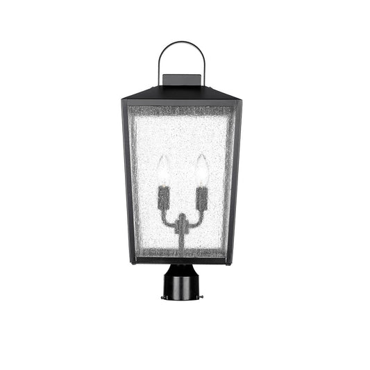 Millennium Devens 2Lt Outdoor Post Lantern, Black/Clear Seeded