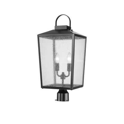 Millennium Devens 2Lt Outdoor Post Lantern, Black/Clear Seeded
