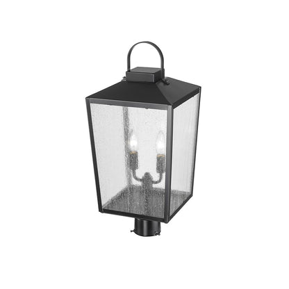 Millennium Devens 2Lt Outdoor Post Lantern, Black/Clear Seeded