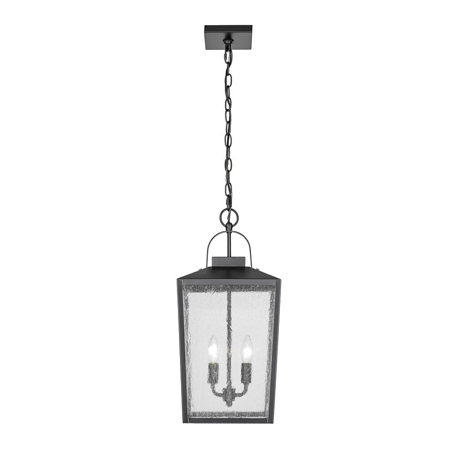 Millennium Devens 2Lt Outdoor Hanging Lantern, Black/Clear Seeded - 42655-PBK