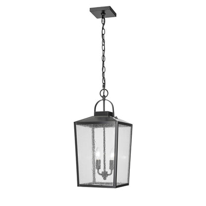 Millennium Devens 2Lt Outdoor Hanging Lantern, Black/Clear Seeded