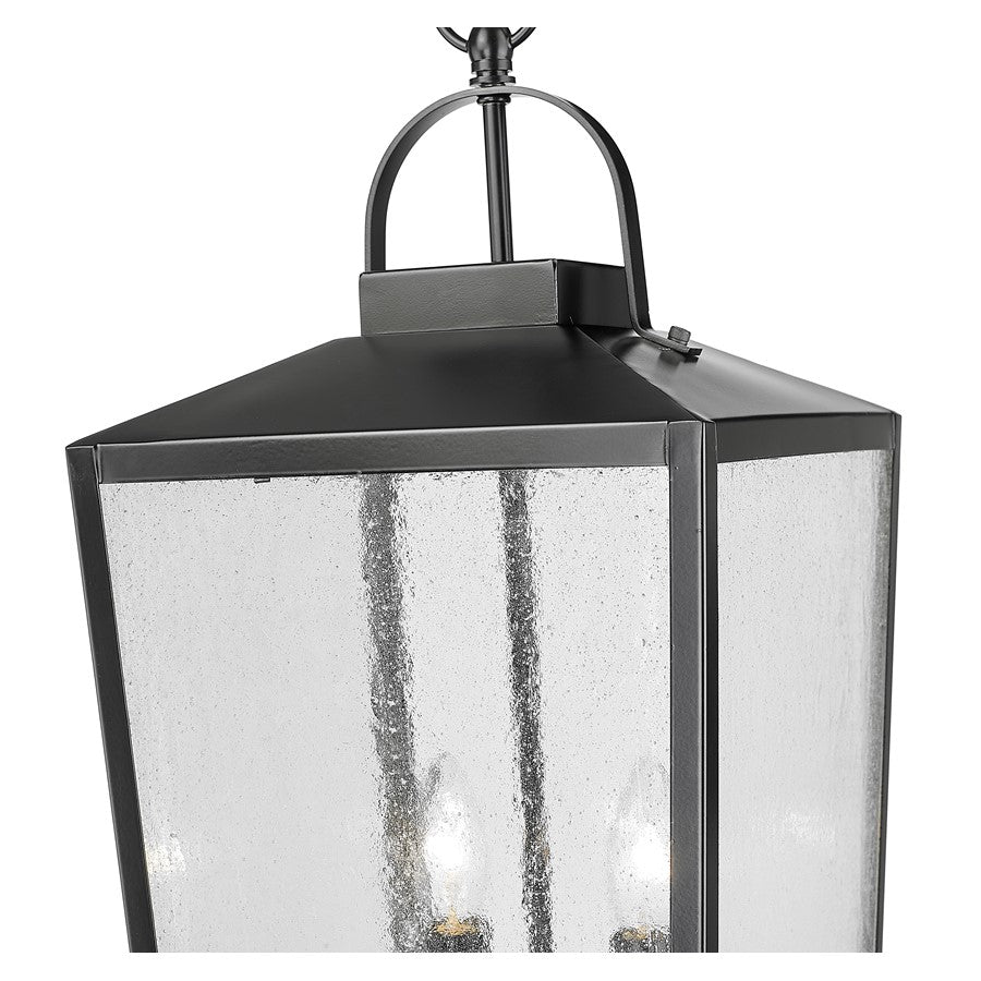 Millennium Devens 2Lt Outdoor Hanging Lantern, Black/Clear Seeded