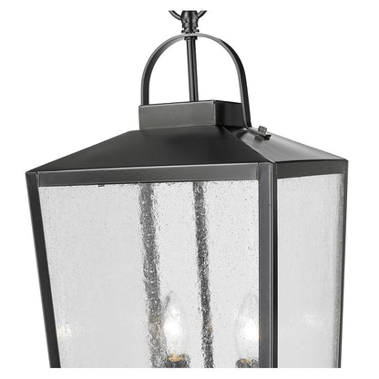Millennium Devens 2Lt Outdoor Hanging Lantern, Black/Clear Seeded