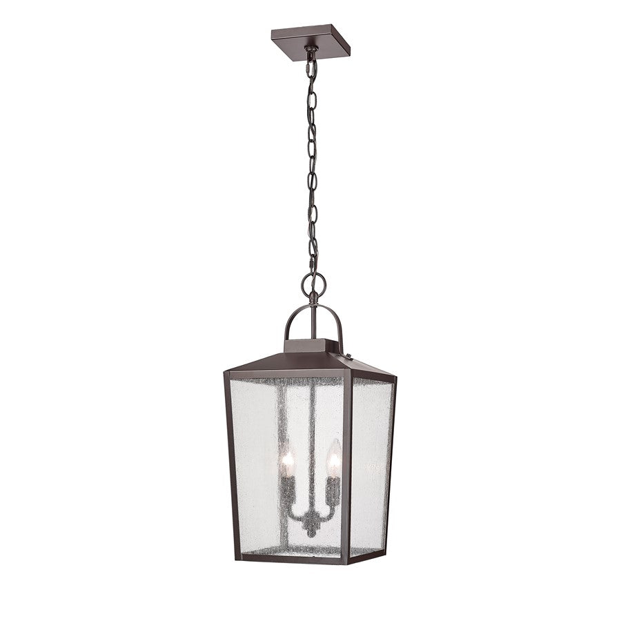 Millennium Devens 2Lt Outdoor Hanging Lantern, Bronze/Clear Seeded