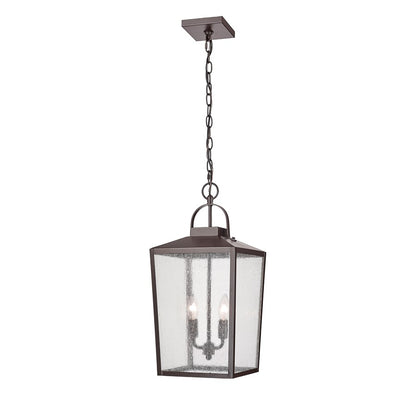 Millennium Devens 2Lt Outdoor Hanging Lantern, Bronze/Clear Seeded