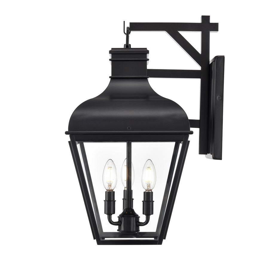 Millennium Lighting Edenton 3Lt 21" Outdoor Wall Sconce, Black/Clear