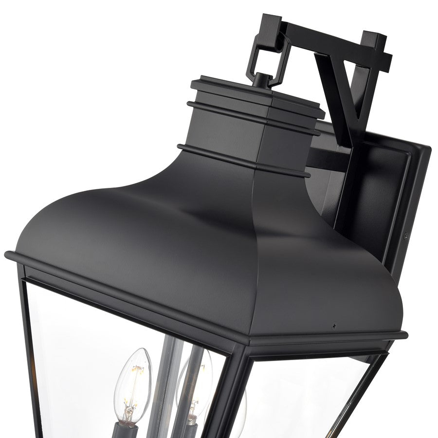 Millennium Lighting Edenton 3Lt 21" Outdoor Wall Sconce, Black/Clear