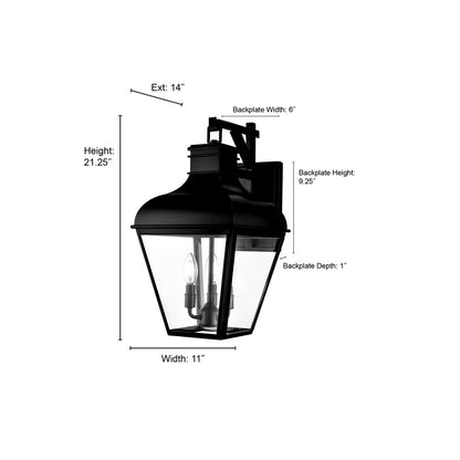 Millennium Lighting Edenton 3Lt 21" Outdoor Wall Sconce, Black/Clear