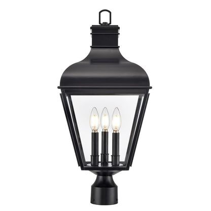 Millennium Lighting Edenton 3Lt 24" Outdoor Post Lantern, Black/Clear