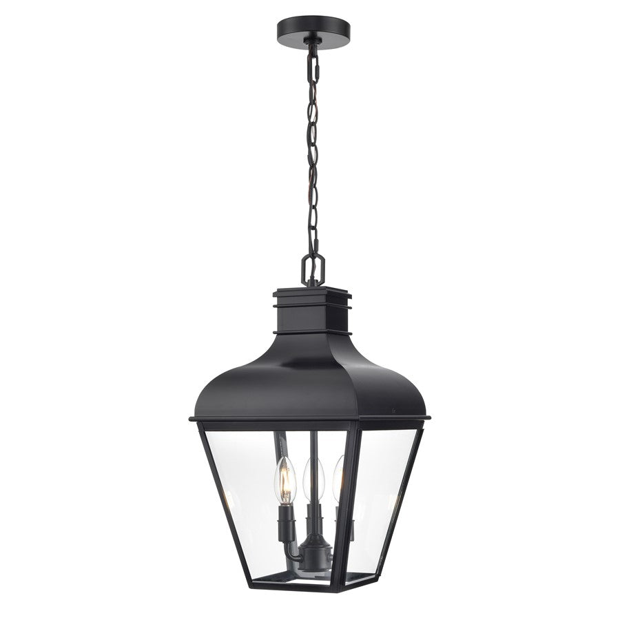 Millennium Edenton 3Lt 11" Outdoor Hanging Pendant, Black/Clear - 43303-MB